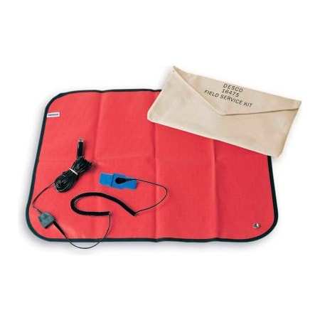 Desco Industries Inc Desco Vinyl Portable Mat 16475 with Wrist Strap 18"D x 22"W - Red 16475